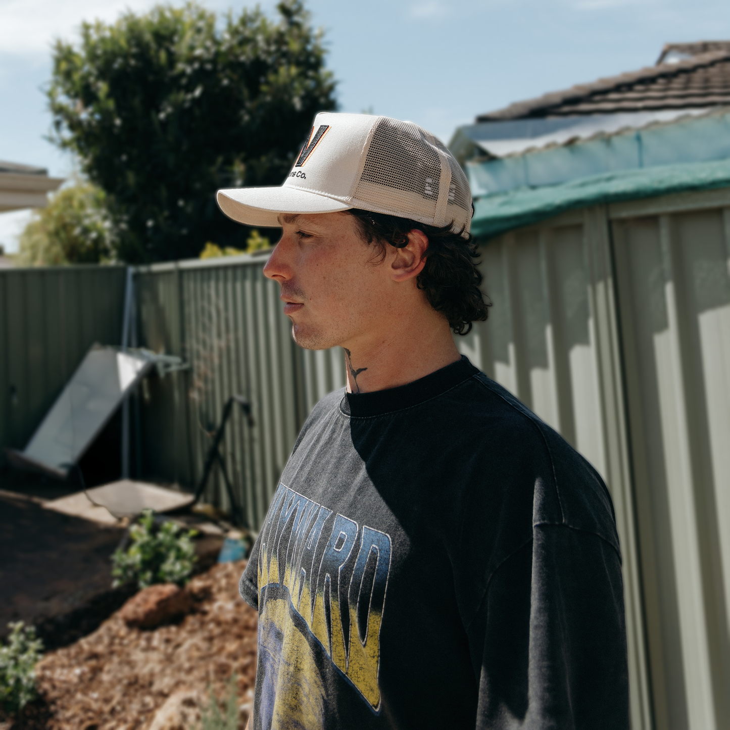 W Beige Trucker Hat