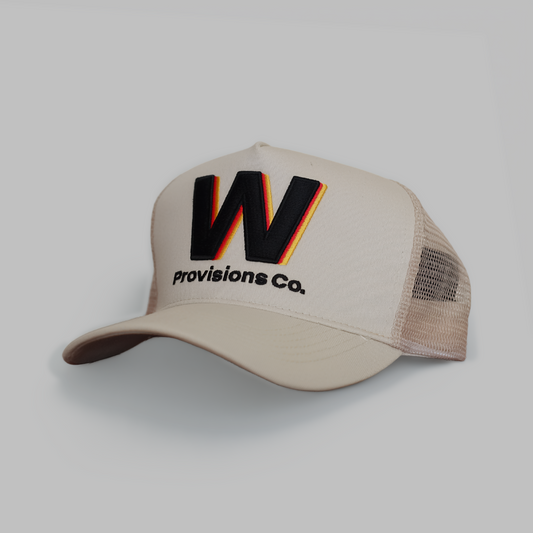 W Beige Trucker Hat